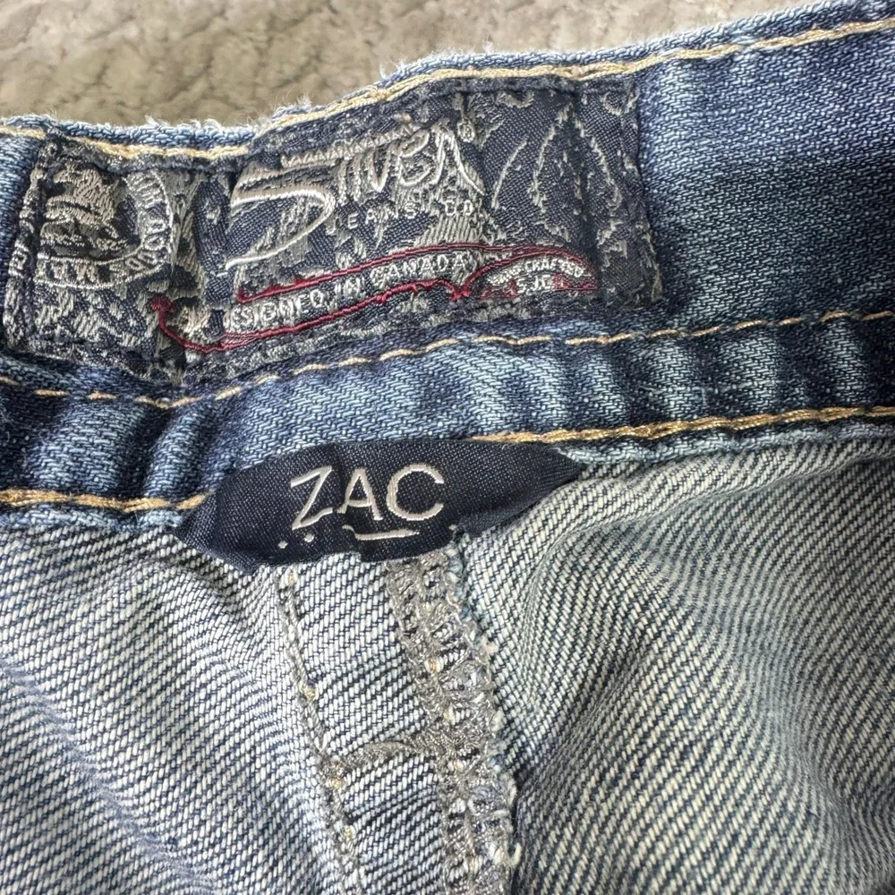 Silver Jeans Zac Relaxed Straight Leg Blue Distressed Denim Mens 34x30